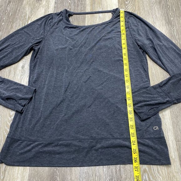 GAP Fit Round Neck Keyhole Back Grey Pullover Long Sleeve Shirt Women's Large - Picture 5 of 10